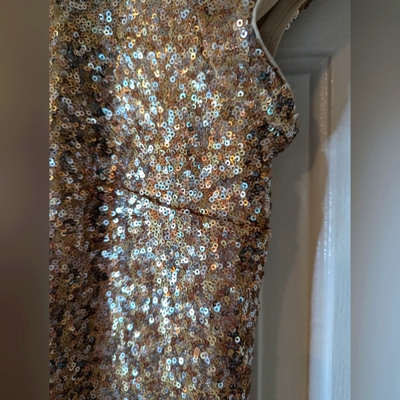 WHBM Gold Sequin Mini Dress Medium - Picture 3 of 8